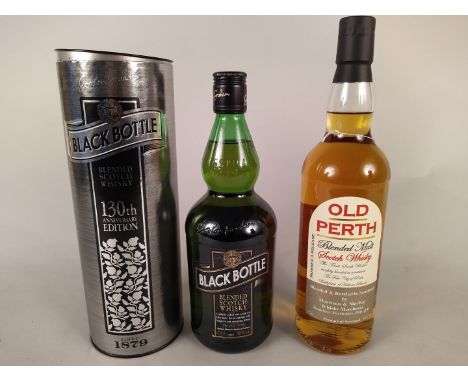 A 70cl bottle of Old Perth Blended Malt Scotch Whisky plus a 70cl Black Bottle Blended