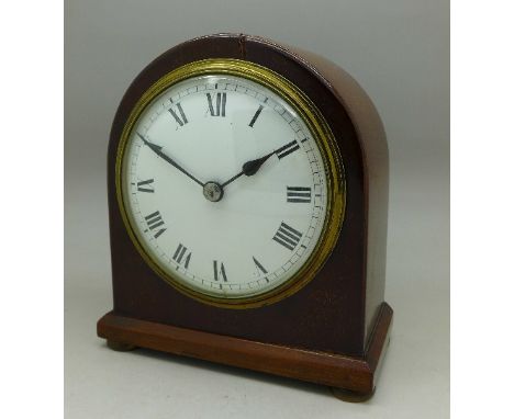 A mahogany mantel clock, case a/f