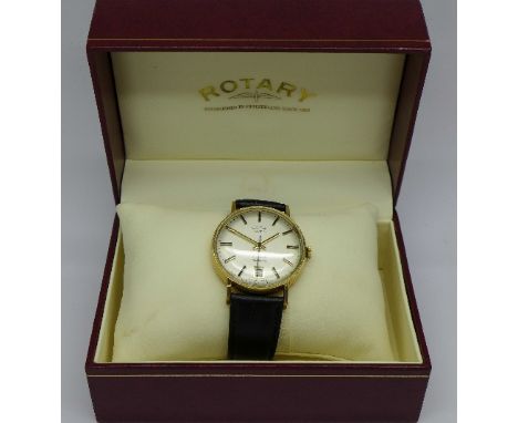 A 9ct gold cased Rotary automatic wristwatch, boxed