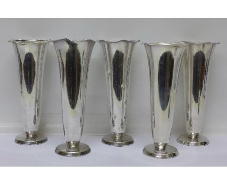Five matching WMF vases, marked WD with broad arrow 