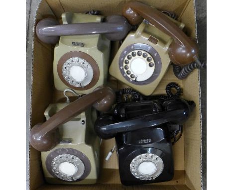 Four GPO rotary dial telephones