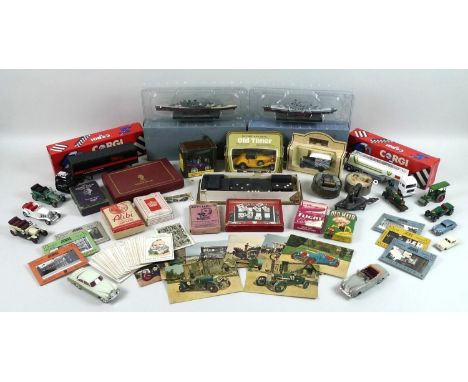 A collection of vintage toys and games, including a Jacques Happy Families card game, a Dinky Bentley S2, 194, a Corgi Bentle