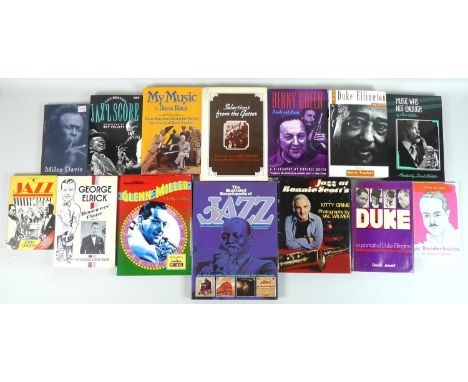 A collection of Jazz related books, several author signed, including Jazz at Ronnie Scott's by Kitty Grime, signed by Ronnie 