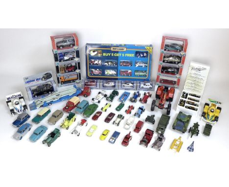 A collection of toy vehicles, including ten Corgi, six Dinky, two Lonestar, twenty one Lesney and four further unboxed, togth