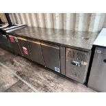 A Polar 4 door Refrigerated Food Preparation Unit, 223 x 700 x 85cm.