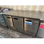 A Polar 3 door Refrigerated Food Preparation Unit, 137 x 70 x 87cm.