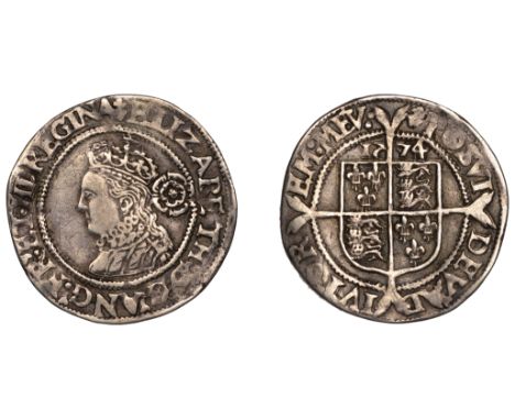 Elizabeth I (1558-1603), A contemporary imitation of a Sixpence, 1574, mm. ermine, reads elizabeth d g ang fr et hi regina, 2