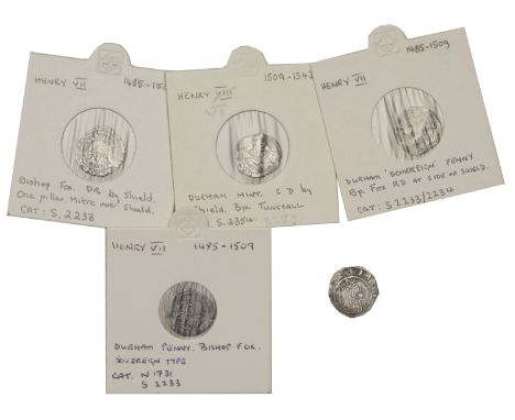 Henry VII (1485-1509), Bp Fox, Penny, Sovereign issue, no mm., throne with two pillars, dr at sides of shield, mitre above, 0