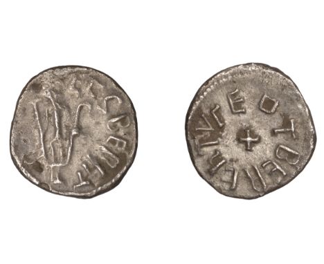 Archbishops of York, Abp Ecgberht (734-66) with Eadberht (737-58), Sceatta or Penny, ecgberht r, archbishop standing right ho