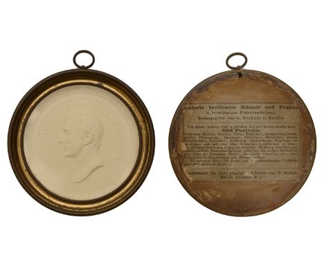 Earl of Wellington, [1812], a plaster copy of the obv. of the medal by T. Webb, bare head left, 63mm (cf. Eimer 10 [see note]