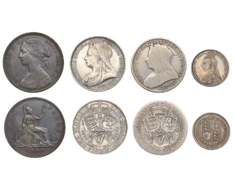 Victoria (1837-1901), Florins (2), 1895, dies 1A (Davies 836; ESC 2965); 1896, dies 1A (Davies 840; ESC 2966); Sixpence, 1887