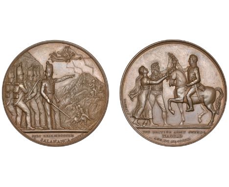 British Army Enters Madrid, 1812, a copper medal by N. Brenet [for Mudie], similar, 41mm (Eimer 14; BHM 735; E 1026). Extreme