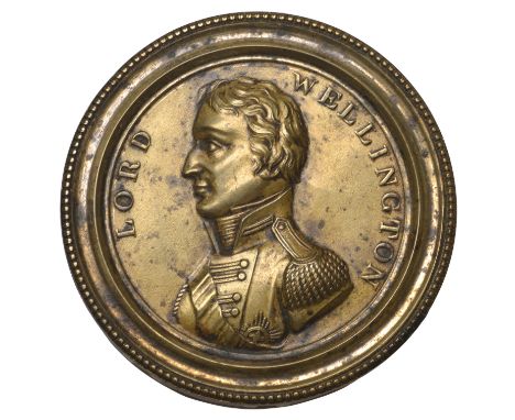 Lord Wellington, [c. 1813], a brass box, uniformed bust left on lid, pattern on side, 62 x 25mm (Eimer –). Minor staining, ve
