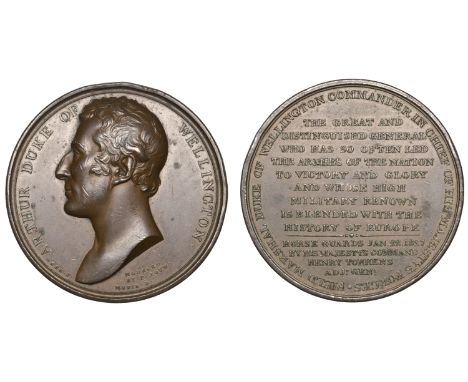 Commander-in-Chief of the Army, 1827, a copper medal by T. Webb [after P. Rouw] for Mudie, bare head left, rev. legend, 55mm 