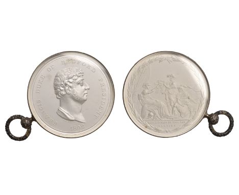 Bath and West of England Society, a glazed silver medal by J. Milton, bust of the Duke of Bedford right, rev. Britannia seate