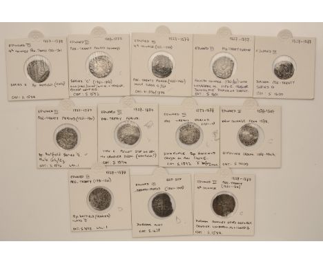Edward III (1327-1377), Bp Hatfield, Fourth coinage, Pennies (12), pre-Treaty series C (2), series D (3), series E (3), serie