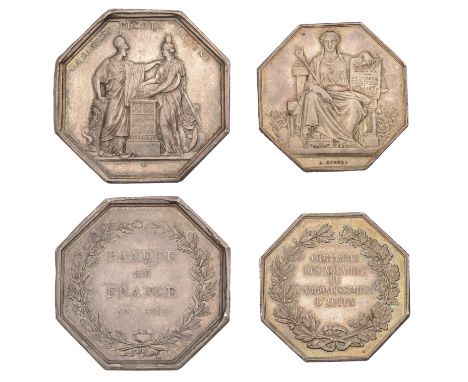 FRANCE, Banque de France, an octagonal silver jeton by R. Dumarest, yr VIII [1799-1800], struck 1842-45, 37mm (Bramsen 28); C