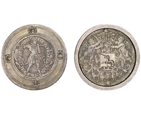 Henry, Prince of Wales, c. 1636, a silver draughtsman’s or gaming counter consisting of, on the obv., a counter from a set im