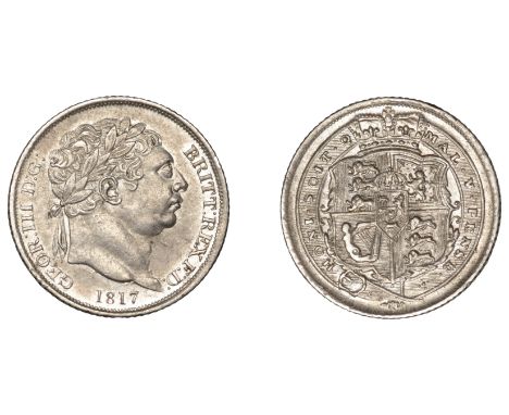 George III (1760-1820), New coinage, Sixpence, 1817, b of britanniar over r, e of geor over uncertain letter (ESC 2198a; S 37