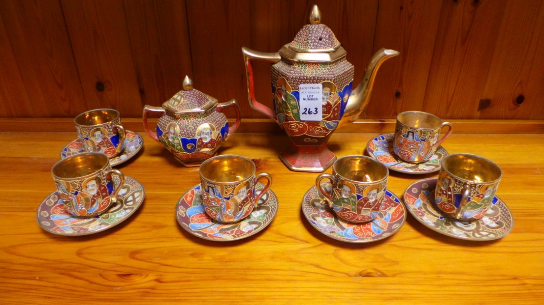 Genuine Samurai China Japan hand painted tea set
