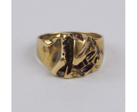 Ring mit bizarrem Ringkopf, 333er Gold Gew.5,79g, U.60
