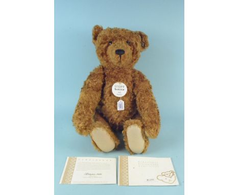 A large Steiff vintage style limited edition 2005 bear, 1906 replica No.01288/1906, with certificates, approx 71cm long (some