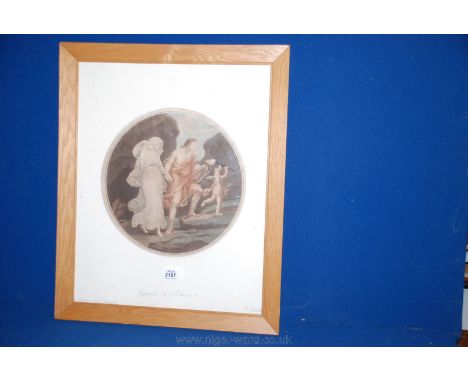 A circular print of Ophesius and Eonodiet, after Cipriani, 11 3/4'' diameter.