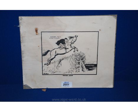 An unframed print by David Low (1891 - 1963) 'Water Jump', 12 1/2'' x 10 1/4''.