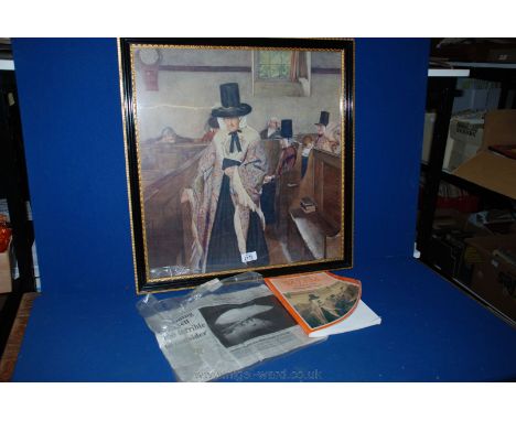 A 'Salem' Print in ebony and gilt frame, 19 1/2'' x 20 1/2'', with book and newspaper articles.