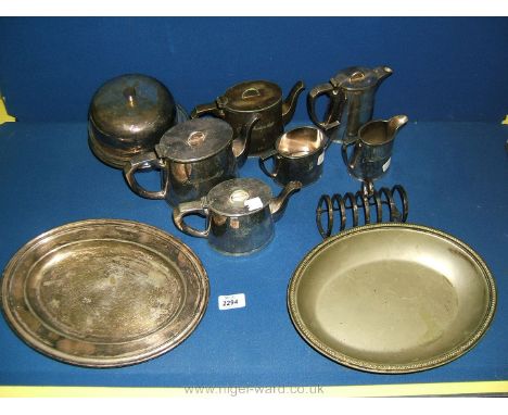 A six piece Walker & Hall Epns Teaset marked 'Welsh Produce Cafe', Walker & Hall vegetable dish, Epns Muffin dish, etc.