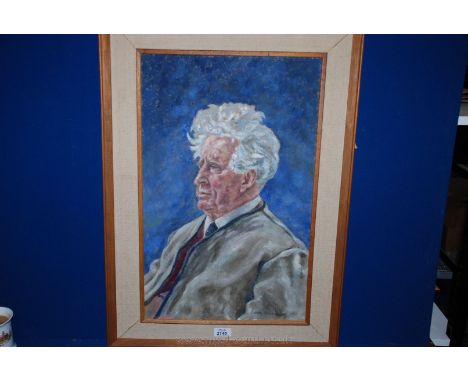 A Portrait in Oil of a man with tousled white hair signed Simon Alexander 1969
