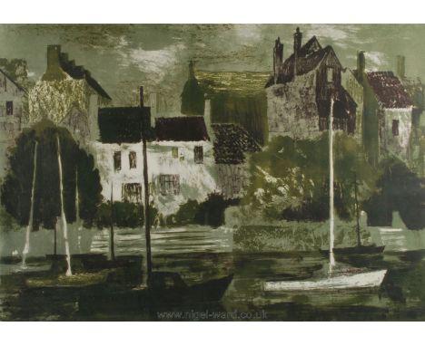 ******A limited edition Print of harbour scene, understood to be Charente, France, No. 7/20, monogrammed JP, 22 1/2'' x 18 1/