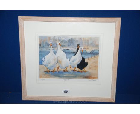 Madge Bright, a signed Print 'Bily Ducks' 