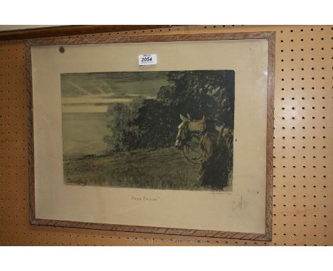 A framed Charles Johnson Payne (Snaffles) Print 'Pass Friend', signed in pencil, entitled ''A Fox passes Charlie White of the