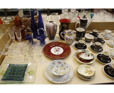  A quantity of decorative ceramics and glassware  , to include Llanfair part coffee set, Foley china part tea service etc  