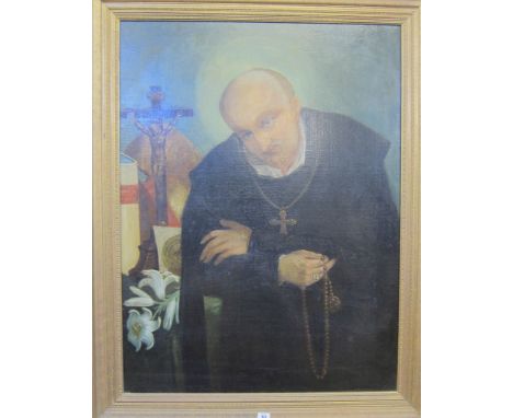  English School (20th Century)  'Portrait of Saint Anthony' Oil on canvas Unsigned 93cm x 70cm  