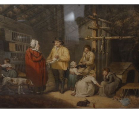  A colour print 'Selling Rabbits', 'Evening or the Sportsmans return', A view of Oxford   and another print (4)  