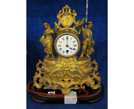  A French 19th Century mantel clock,   39cm high (missing glass dome) 