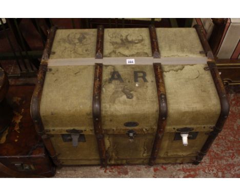  Vintage luggage   to include a trunk bearing Panther plaque, together with further leather cases and two hat boxes  