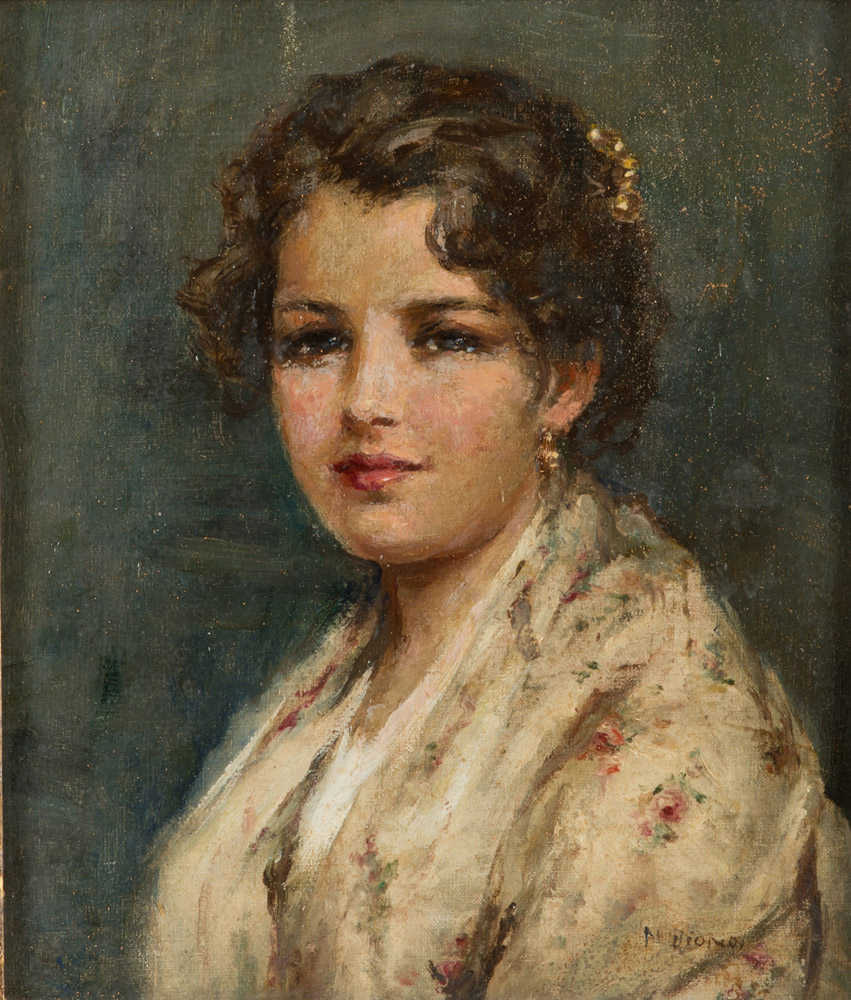 NICOLA BIONDI (Capua 1866 - Napoli 1929) GIRL Oil on canvas, cm. 25 x ...