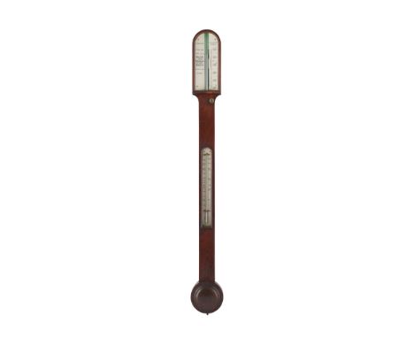  SCOTTISH ROSEWOOD STICK BAROMETER, BY J GARDINER, GREENOCK 19TH CENTURY with an arched case, the signed ivory register plate