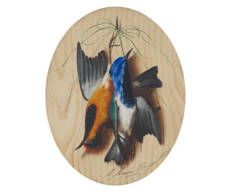  MICHELANGELO MEUCCI (ITALIAN 1840-1909) TWO TROMPE L'OEIL ‘NATURA MORTA’ PAINTINGS Each signed, inscribed and dated 'M. Meuc