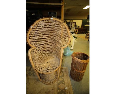 Wickerwork butterfly conservatory chairs &amp; stick stand