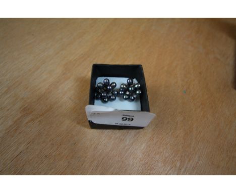 Black freshwater pearl and silver earrings