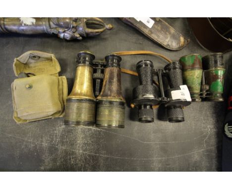 Three military binoculars and compass (af) set