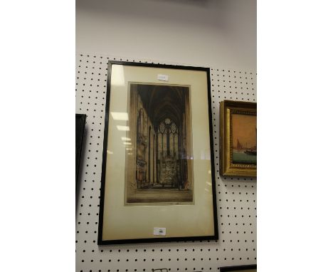 E. Sharland, etching, Liverpool Cathedral, framed 
