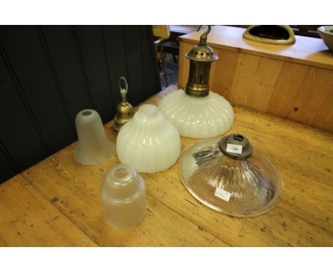 3 Light Fittings &amp; 2 Glass Shades