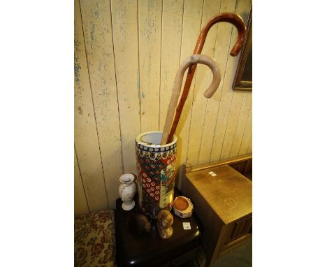 Oriental stick stand and walking sticks