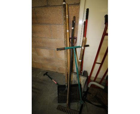 Selection of garden tools and bike rack