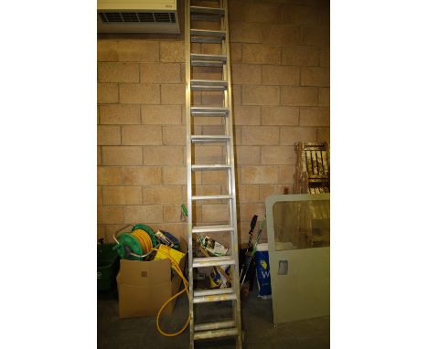 Aluminium ladder, electric lawnmower, mixed tools and garden items
